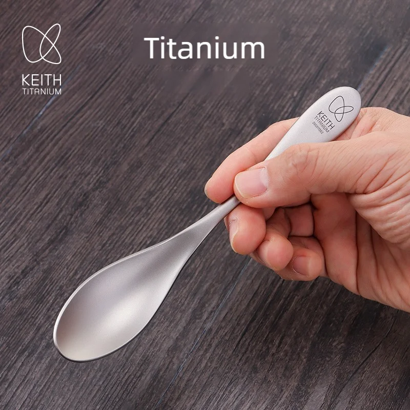 KEITH Extra‑Thick Pure Titanium Spoon or Fork, Heavy‑Duty Durable Tableware for Household Kitchen Outdoor Camping Picnic