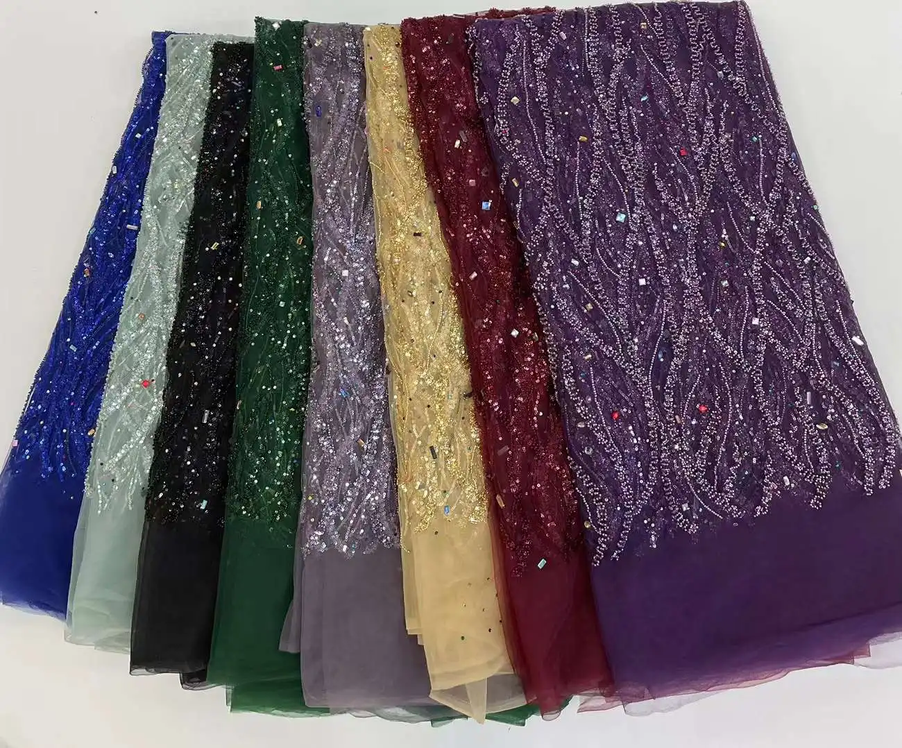 Tissu Africain en Dentelle de Charbon pour Robe de Soirée de Mariage, Tulle de Marié Français NigWin, Grande Taille Verte, Haute Qualité, 5 Yards,