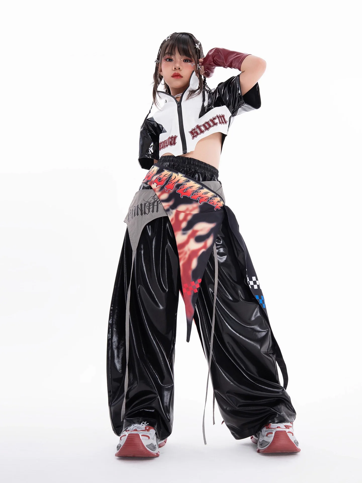 Traje de moda genial, ropa de grupo Kpop para niñas, traje de baile de Jazz, ropa de Hip Hop para niños, traje de calle, ropa de escenario para equipo DN21876