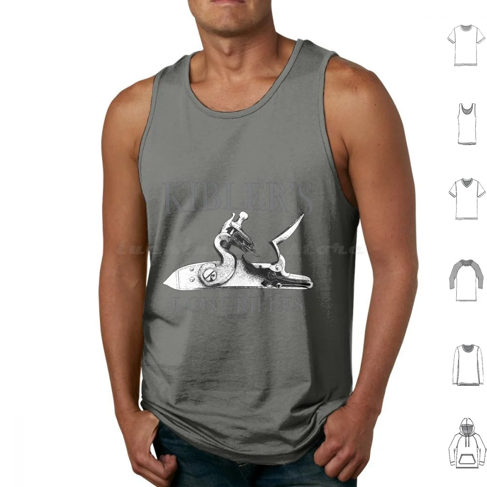 Kibler's Longrifles Ketland Lock Grey Letters Tank Tops Vest Sleeveless Kibler Longrifle Lock Flintlock Rifle Gun Black Powder