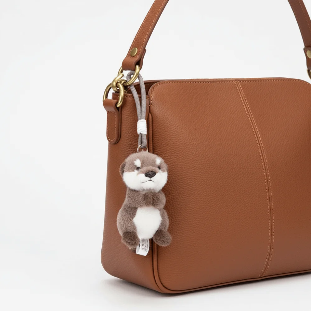 Soft Material Otter Plush Keychain Realistic Look Magnetism Otter Backpack Pendant 15cm Cute Design Otter Plush Bag Decoration