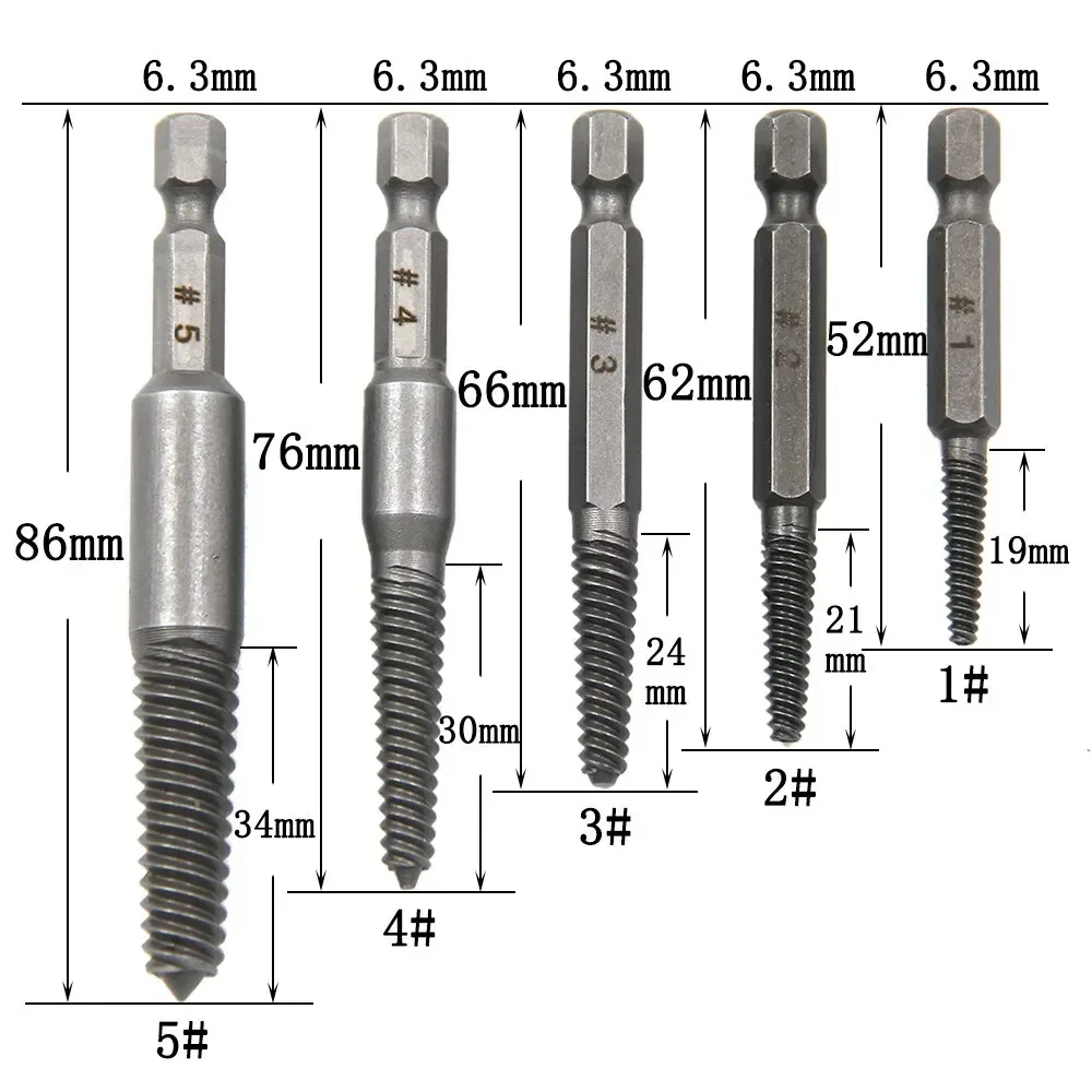 6/10Pcs Hexagonal Shank Broken Head Screw Extractor Screw Broken Head Screwdriver for Taking Out Electric Drill Tool Set - view 3