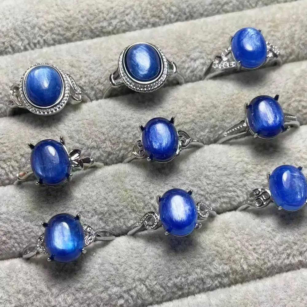 

5rings natural kyanite adjustable ring white copper ring for women ring