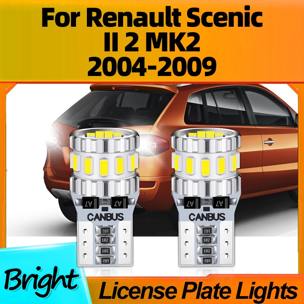 

2PCS T10 LED License Plate Lights Lamps W5W 12V High Quality Auto Bulb For Renault Scenic II 2 MK2 2004 2005 2006 2007 2008 2009