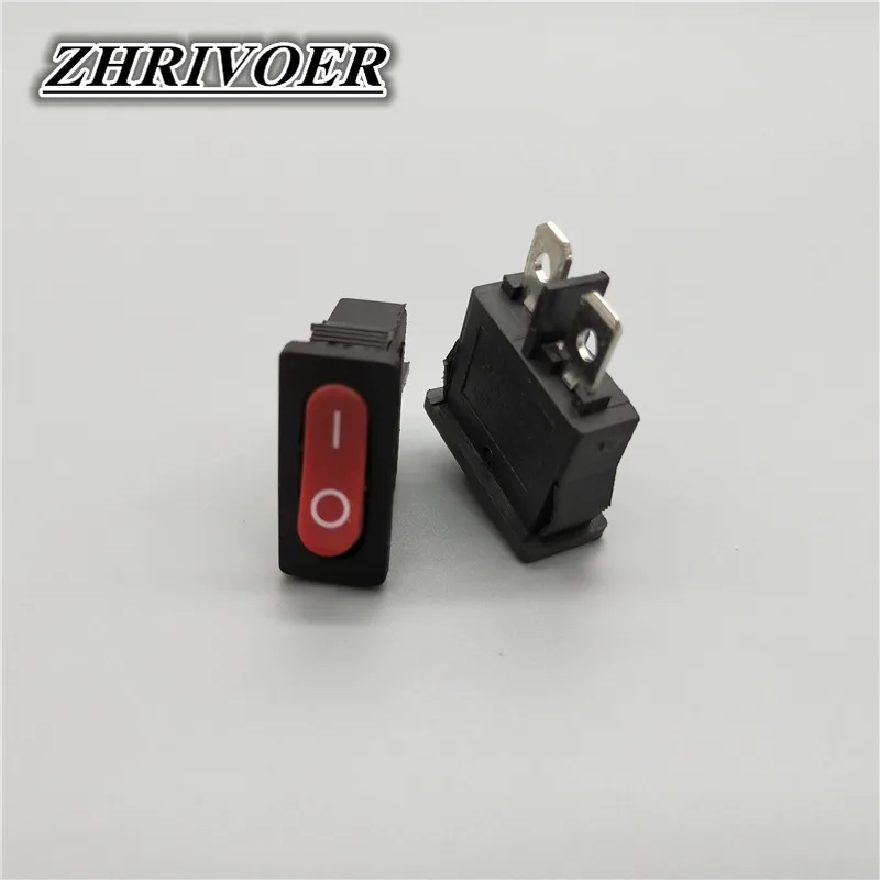 超薄型ブラックロッカースイッチ,5個,10x22mm,KCD1-110,2ピン,電源スイッチなし