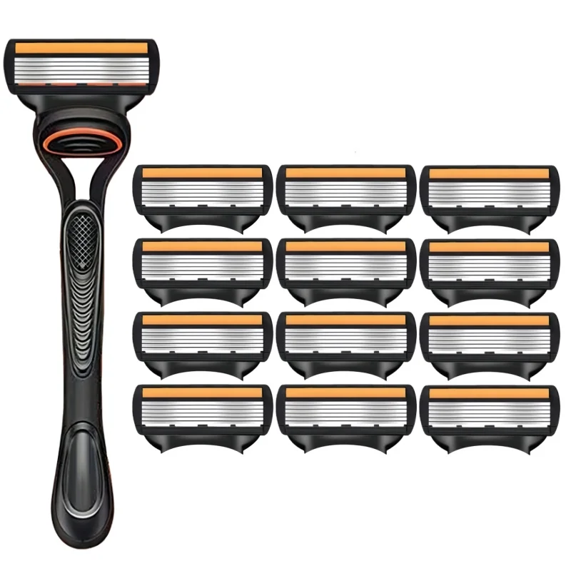 6-Layer Manual Men's Shaving Razor/Replacement Blades, 5-Layer Razor Stand, Washable, Stainless Steel Depilation Tool image 3