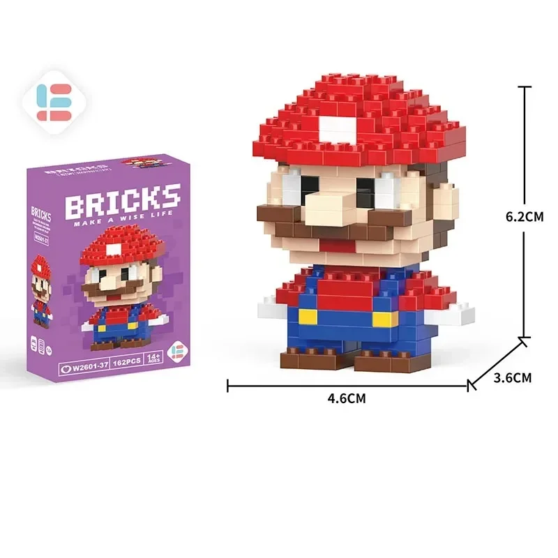 Super Mario Bros Blocks Anime Cartoon Luigi Yoshi Wario Pikachu Mini Action Toy  Building Blocks for children gifts