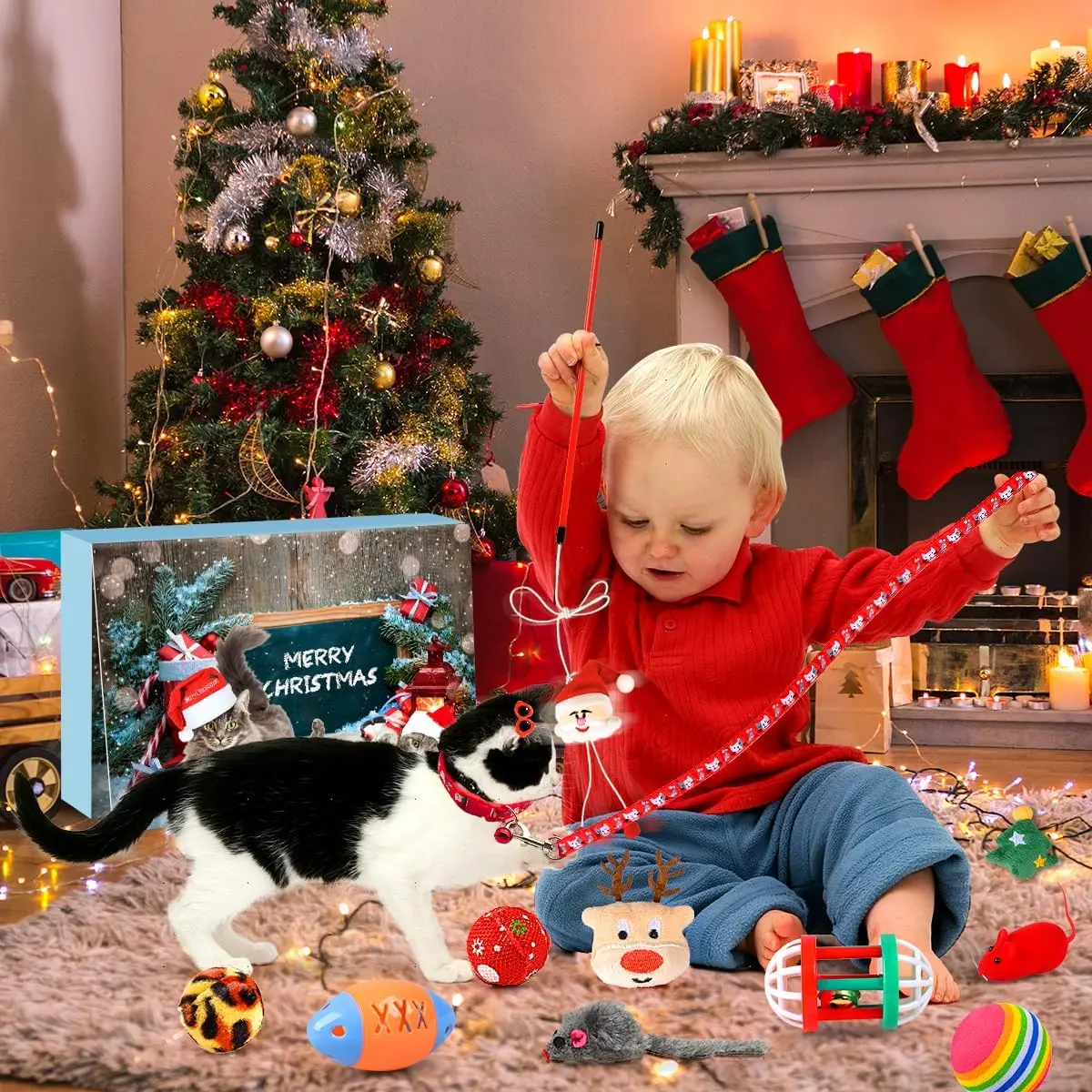Cat Advent Calendar 2025 Christmas Interactive Toys for Indoor Christmas Gifts Fake Mouse Bell Balls for Cat Lover Gifts - Image 6