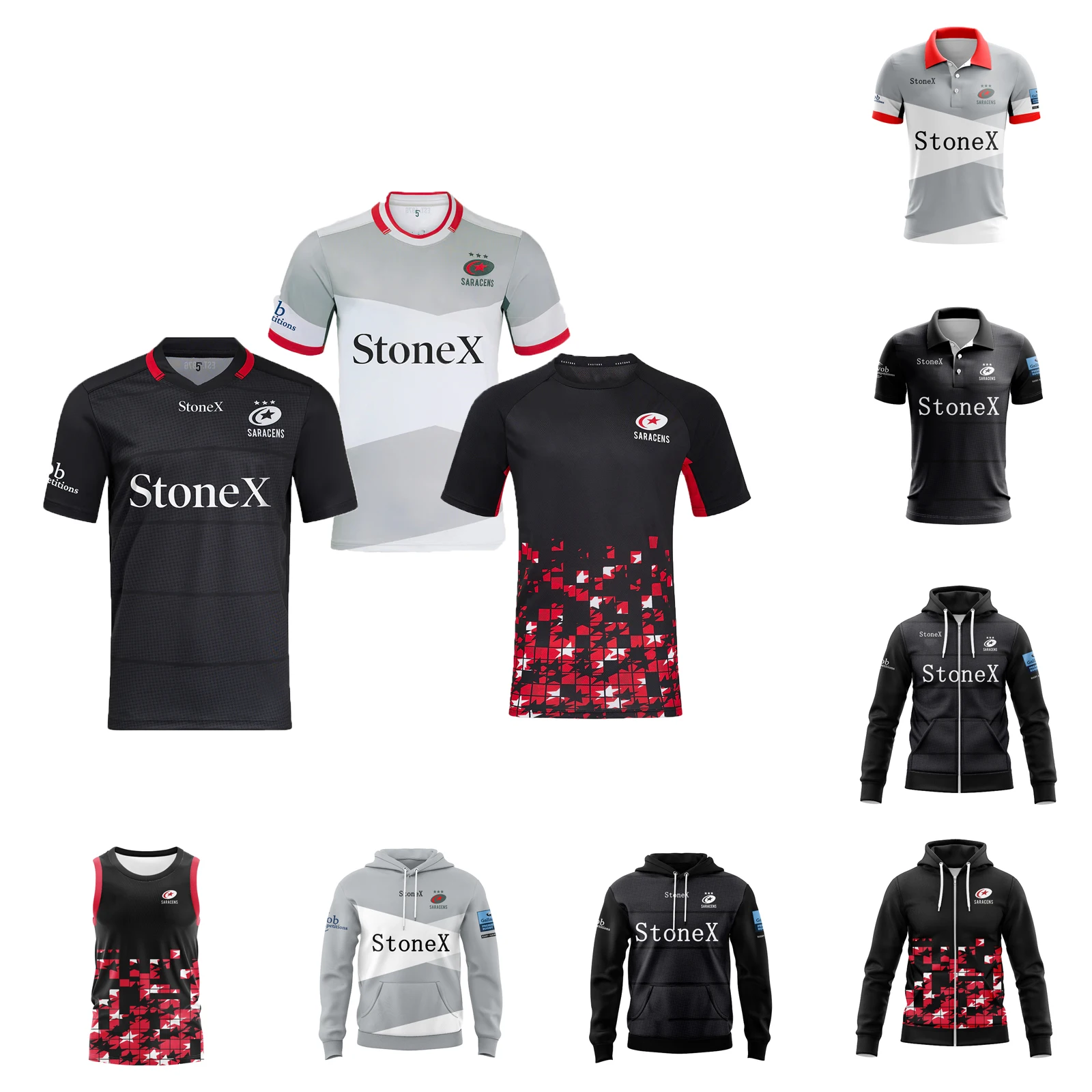 2024 Saracens Replica Maglia da casa/trasferta da uomo Rugby Hoddies Canotte sportive S-5XL Personalizza