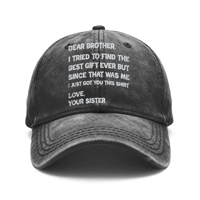 1 Piece of Vintage Washed Unisex Baseball Cap, Suitable for Outdoor and Casual Wear, Adjustable Retro Style, Brother-Themed Gift, Unisex, Suitable for All Seasons, Gift for Brothers and Sisters
