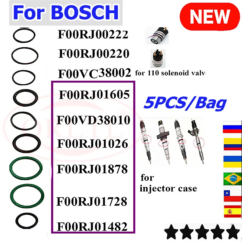 

5PCS O-ring Sealing Rubber F00RJ01605 F00VD38010 F00RJ01026 F00RJ01728 F00RJ01878 F00RJ01482 For Injector Case