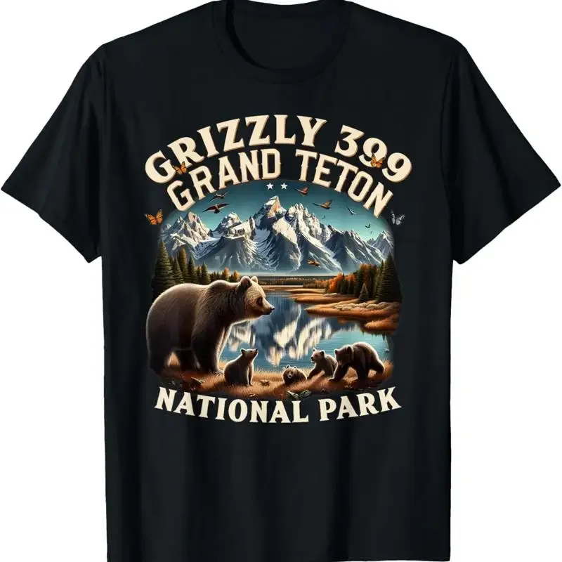 Retro Wild & Free Grand Teton National ParkGrizzly 399 Bear T-Shirt