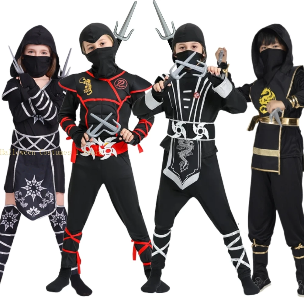 Disfraz de Ninja para niños de Halloween, disfraz de samurái para niños y niñas, mono de dragón KungFu Ninjago con trajes Tridente