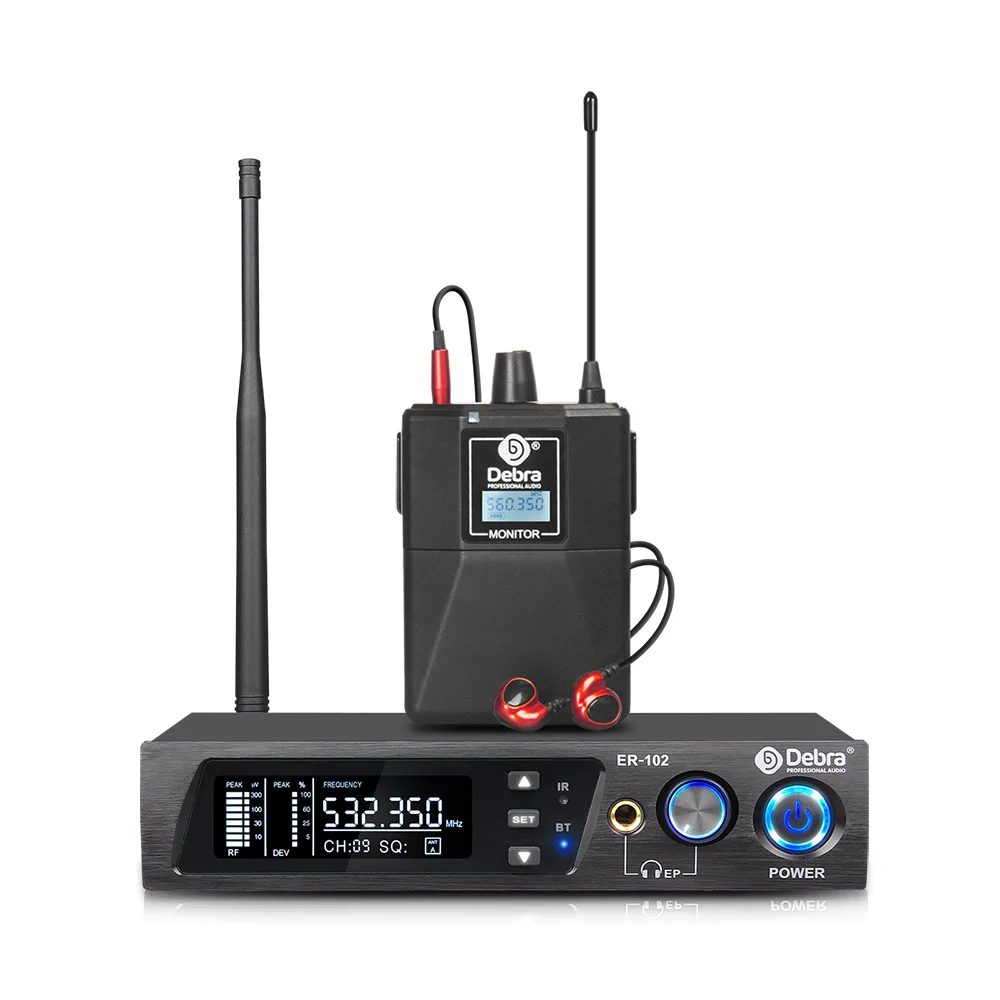 

Debra Audio ER-102 UHF Wireless in Ear Monitor System with Monitoring Type for Stage, Recording Studio, Musicians