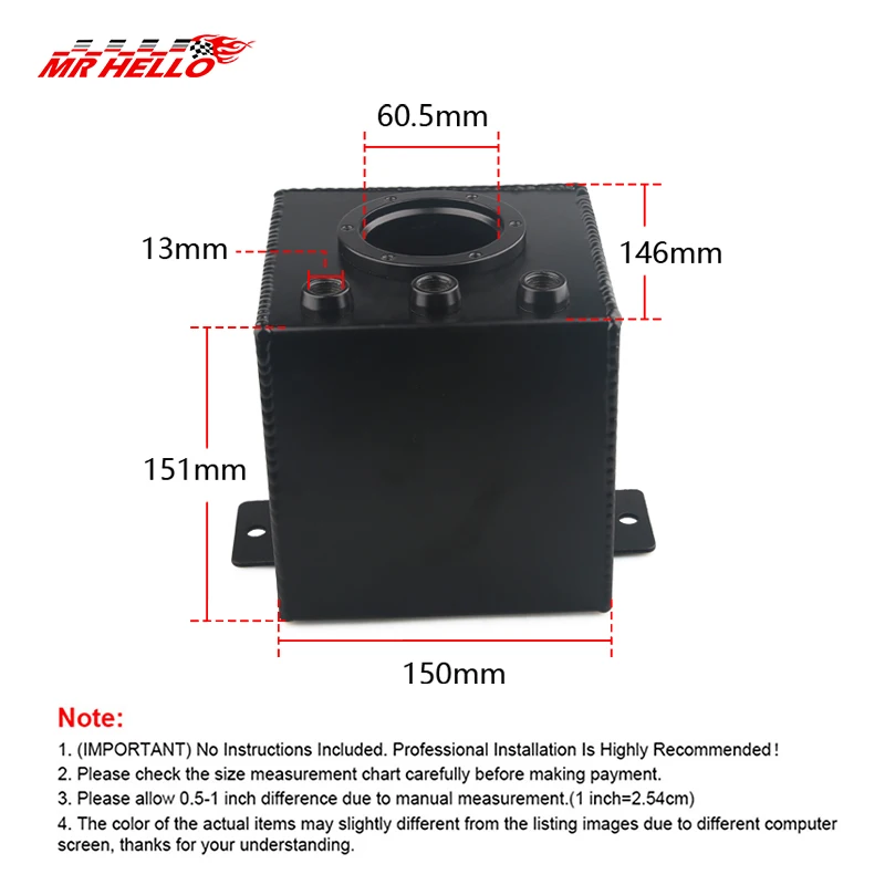 Universal AN6 2L ALUMINUM BILLET ALUMINUM FUEL SURGE TANK / AN6 SURGE TANK WITH FITTINGS