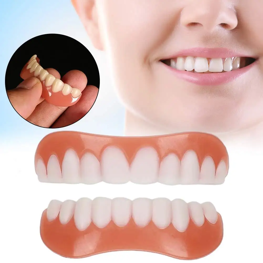 Upper + Lower Cover Silicone Cosmetic Denture Beauty Simulation Prosthes Care Tool Silicone Dental 2pcs Quente Venda Braces T6Z7