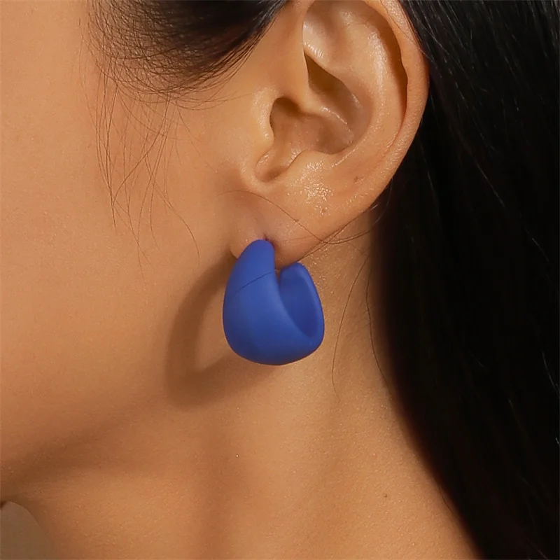 Aihua koreanische bunte Acryl klobige runde Creolen für Frauen einfache geometrische Harz Ohrringe Aussage Schmuck Geschenke – Detail 13