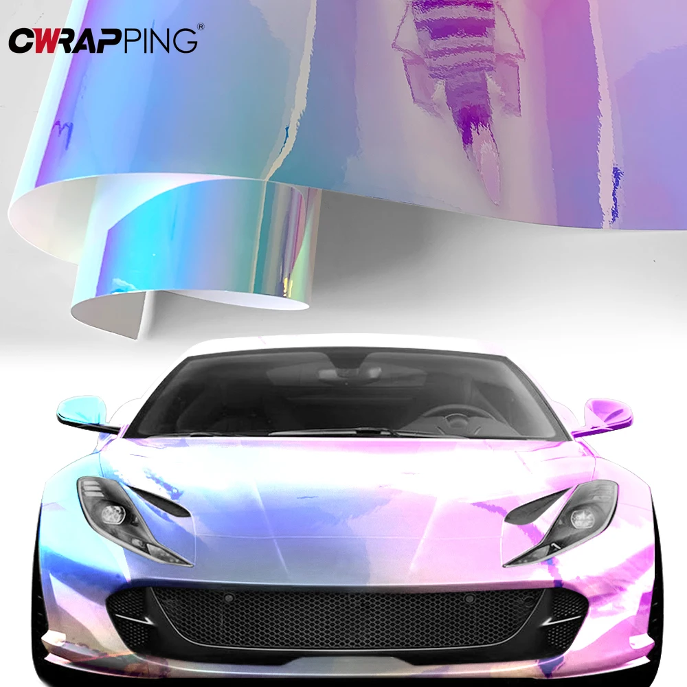 Chrome Vinyl Automotive Wrap Vinyl Film Car Sticker Laser Plating Automobiles Silver Sheet with Rainbow Stickers Car Accessories