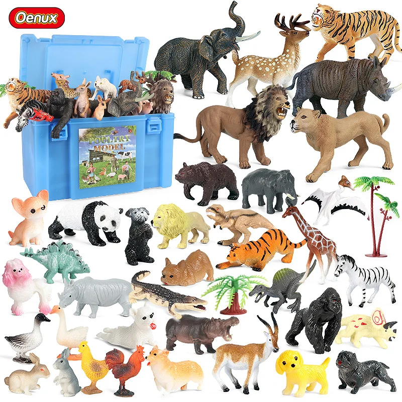 Oenux Simulation Animals Wild Dinosaur Sealife Farm Scenes Action Figure Model PVC Miniature Educational Kids Toy Gift With Box