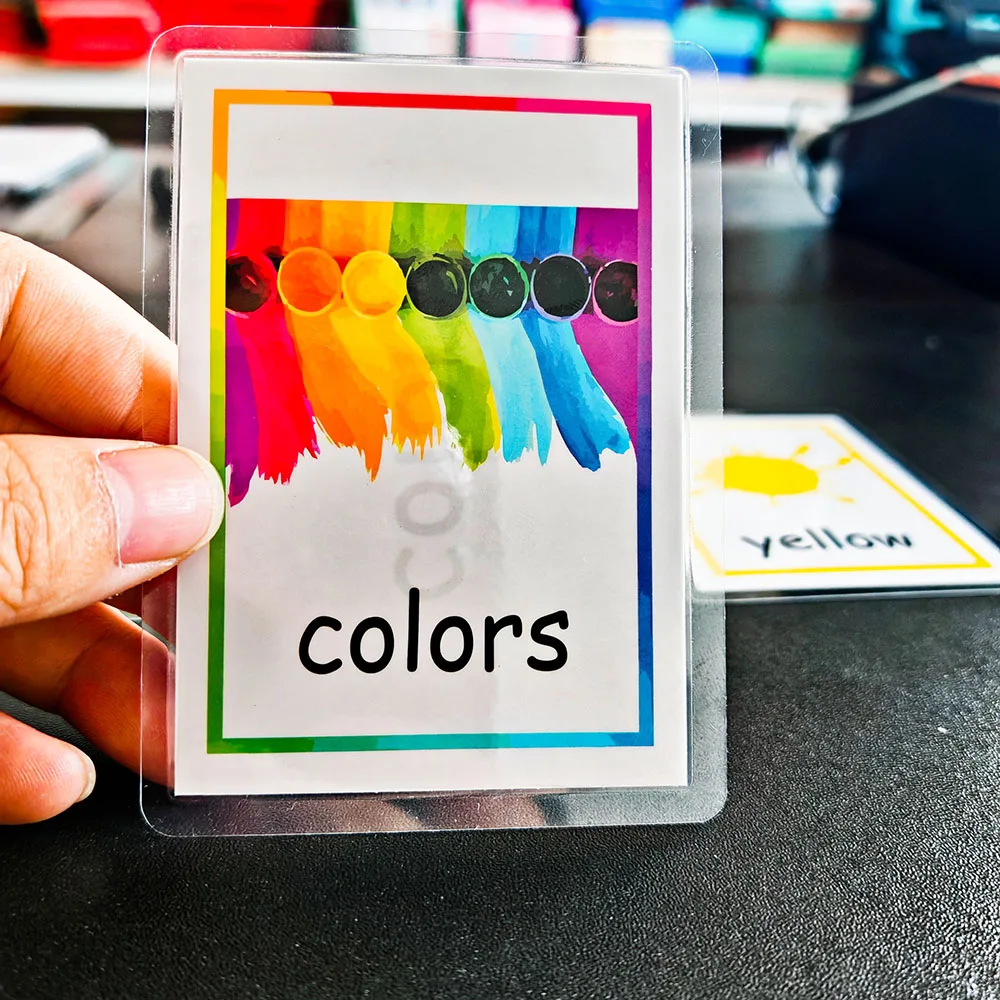 Montessori Baby Learning Card Color Cognition Cartoon English Flash Cards for Children Kids Funny Memory Exercise Game