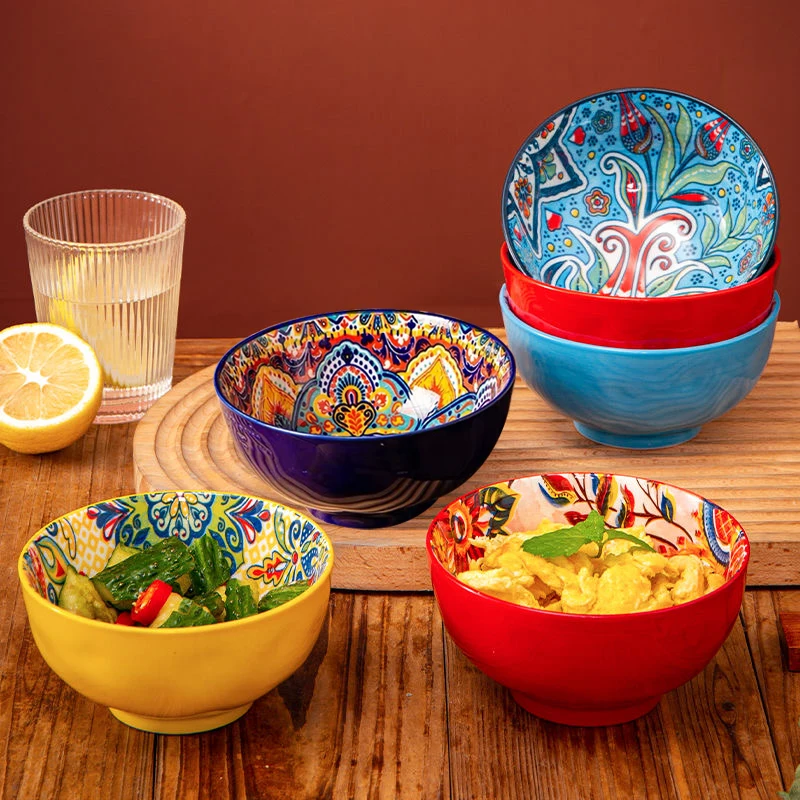 Bohemian Style Retro Ceramic Rice Bowl 3