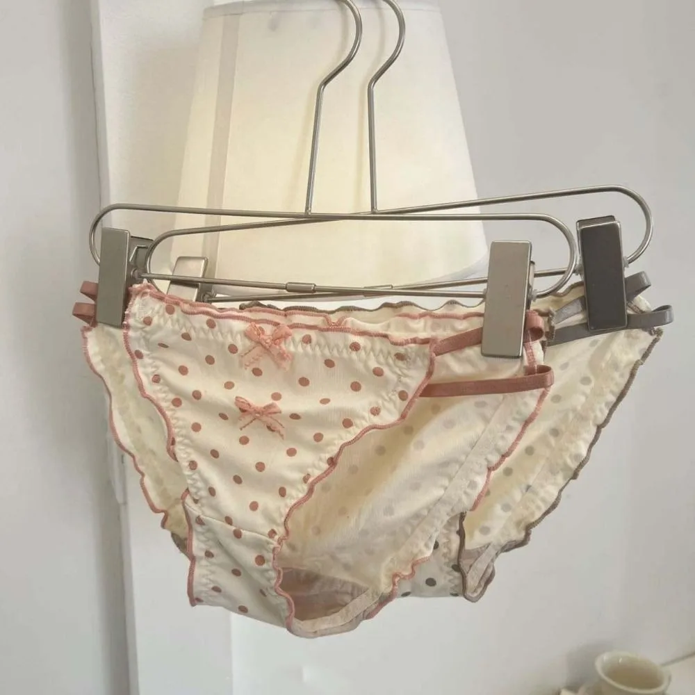 Lingerie Modal Polka Dot Panties Elastic Strappy Cute Bow Briefs Soft Breathable Women Underwear Girls