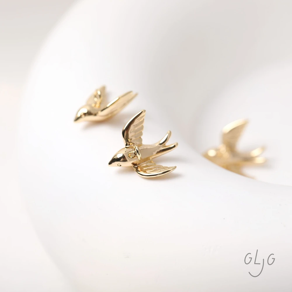 4PCS Brass 18K Gold Plated Exquisite Bird Swallow Pendant Necklace Jewelry DIY Making Supplies Material Accessories view 5
