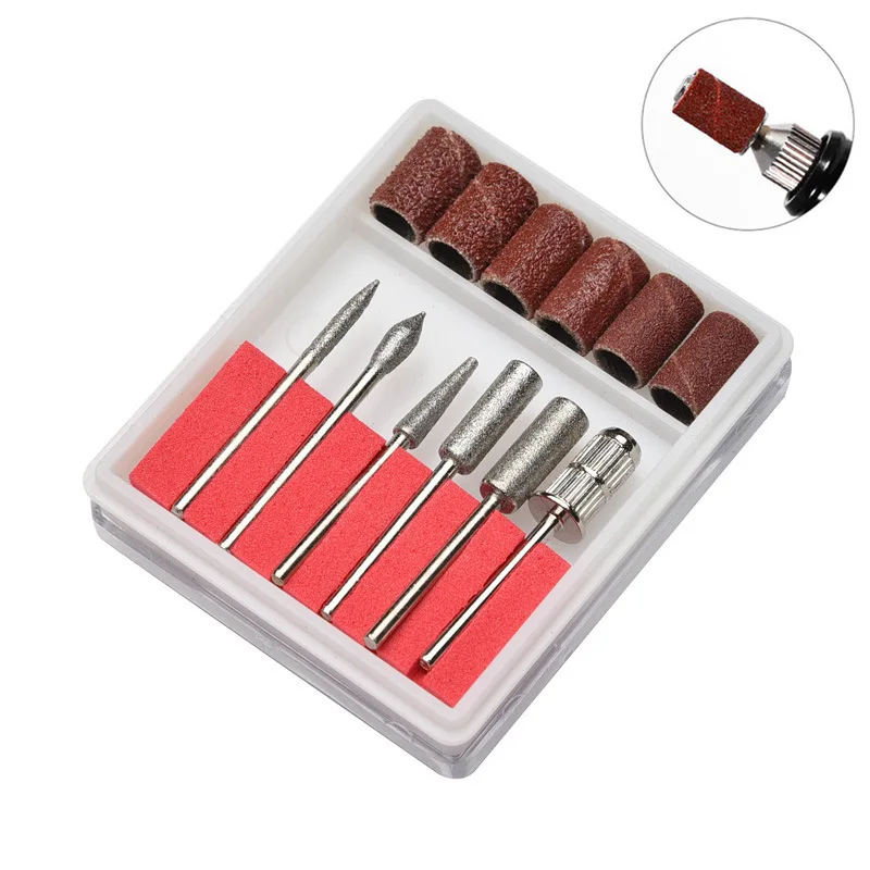 

6pcs Safety Tapered Carbide Nail Drill Bits Sanding Cap Bands For Electric Nail Drill Machine File Removal Acrylic Manicure Tool