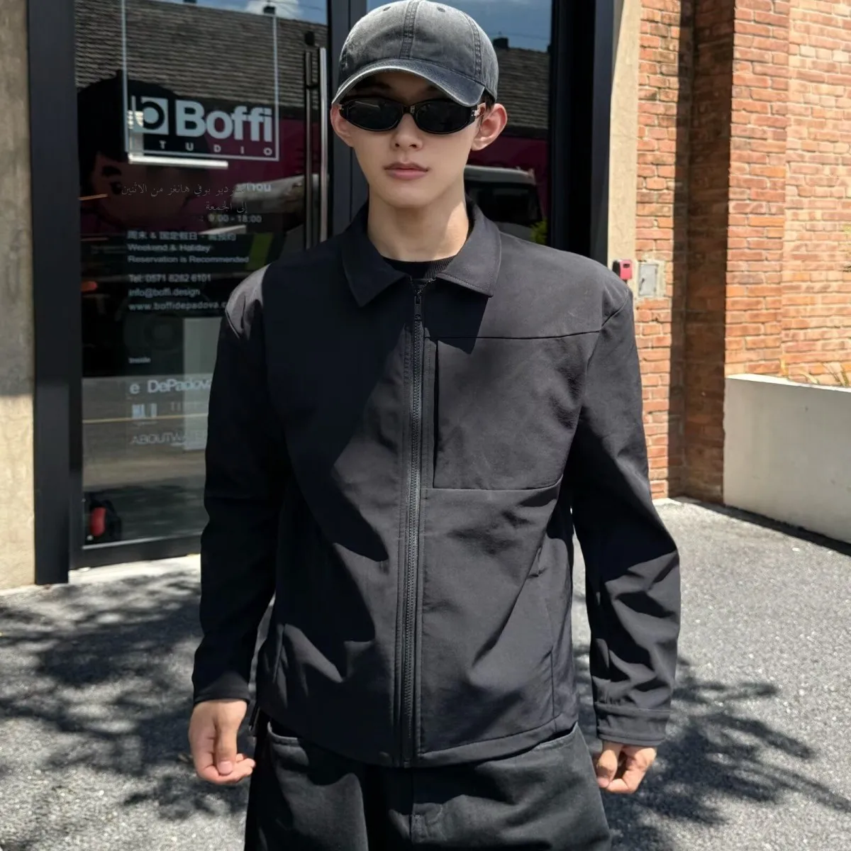 

American Sle Light Blue Tee-Proof Men's Jaet Early Autumn Thin oulder Hard Man CleanFit Workwear Adstrative Jaet