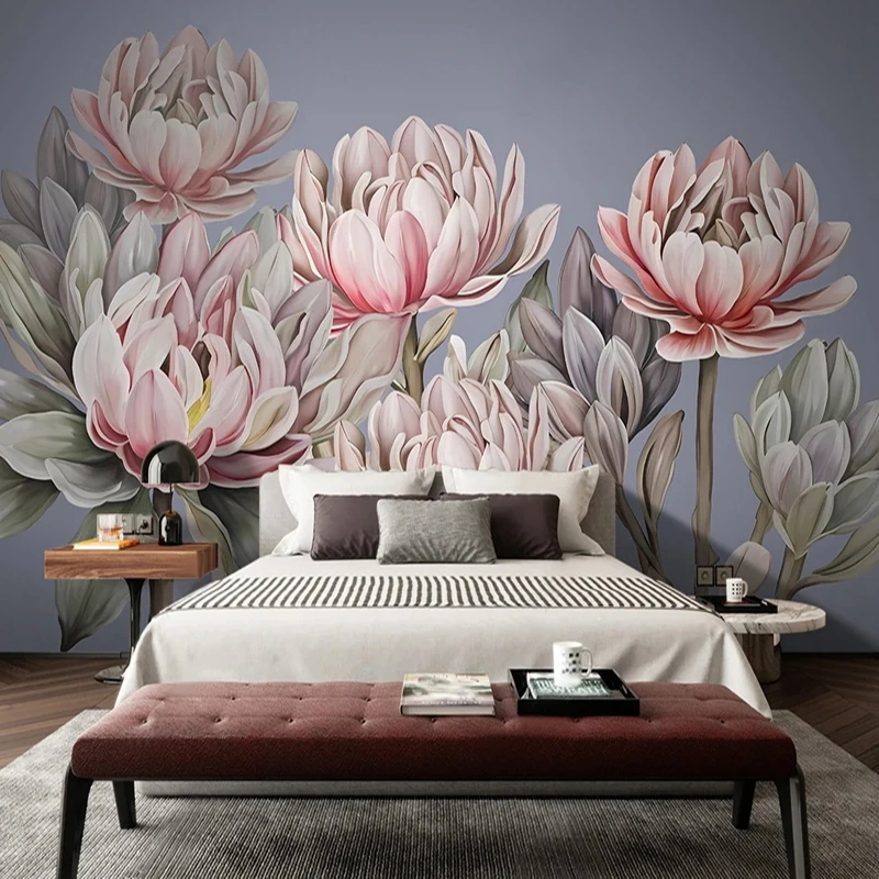 3D Hand-painted Romantic Flower Pattern TV Sofa Background Wall Mural Custom Any Size Large Floral Photo Wallpaper Home Decor