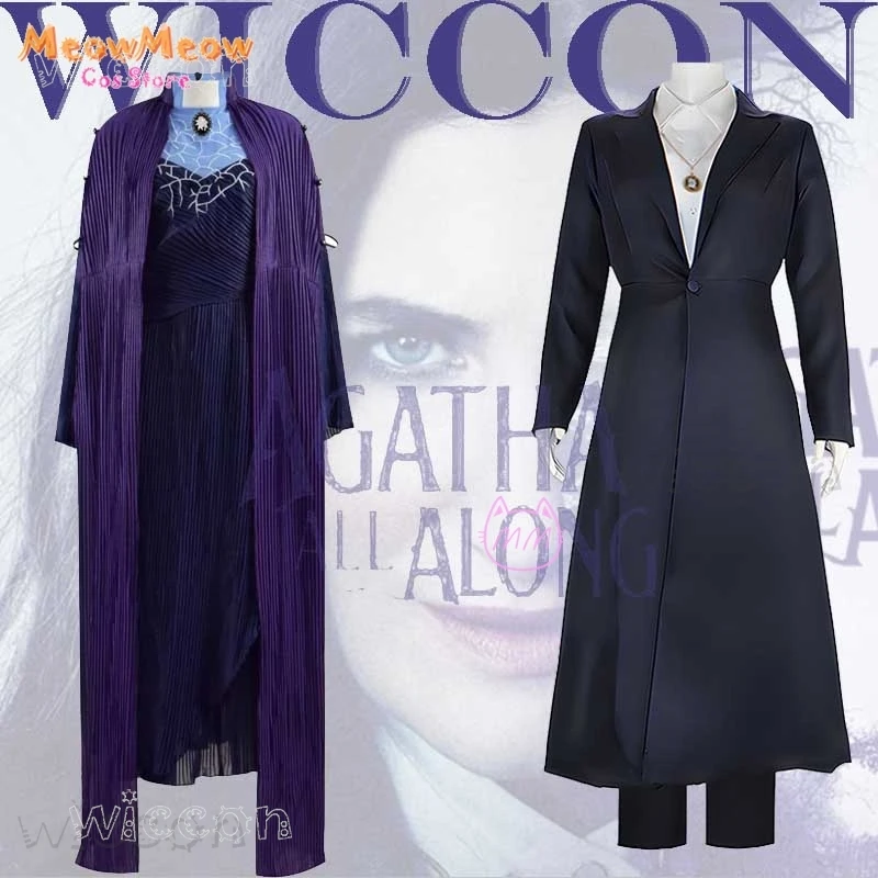 Witch Agatha Cosplay All Along Costume Uniform Harkness Outfit Movie Women Coat Robe Kathryn Suit Halloween Party Roplay 2024