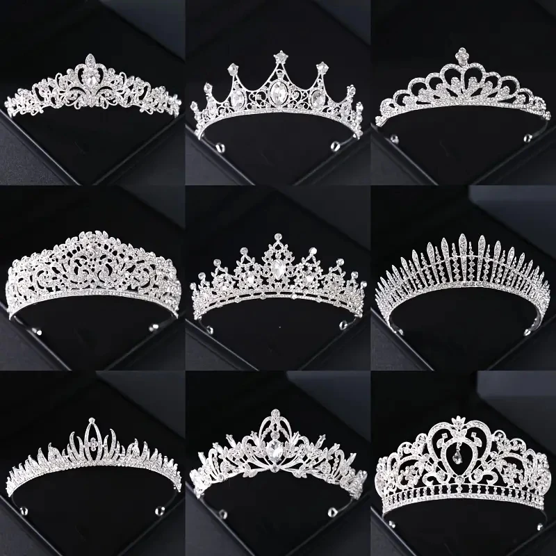 Silvery Crystal Bridal Tiara And Crown Headband For Women Bride Party Rhinestone Prom Diadem Wedding Bridal Hair Accessories