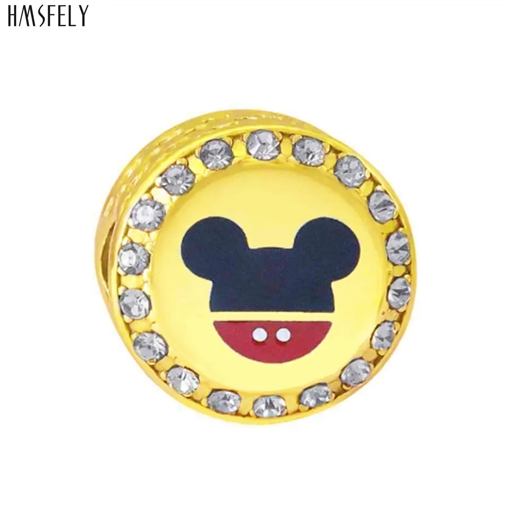 HMSFELY Lovely Cartoon Pattern Round Beads For Charm Women Bracelet Jewelry Making Accessories Bead 316l Stainless Steel Beads