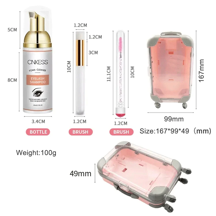 Wholesale CNKESS Gentle Foam Shampoo Soft Brush Prolong Lash Bath Cleanser Concentration Kit makeup and cleaning tools