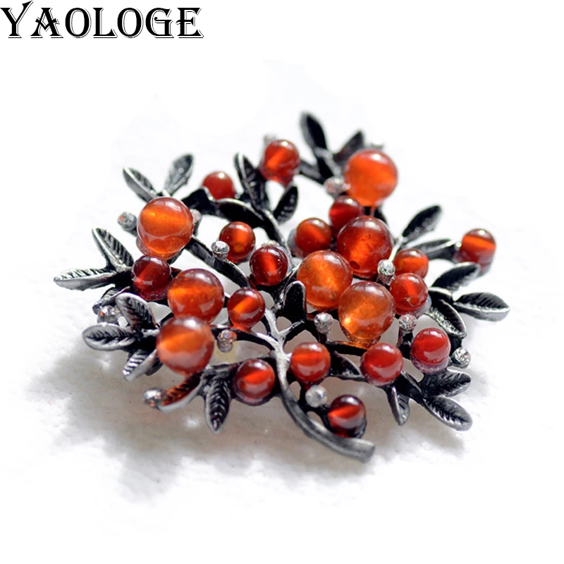 

New Natural Stone Plant Leaf Bouquet Metal Brooches Scarf Pins Fashion Vintage Wedding Accessories For Women Jewelry2019