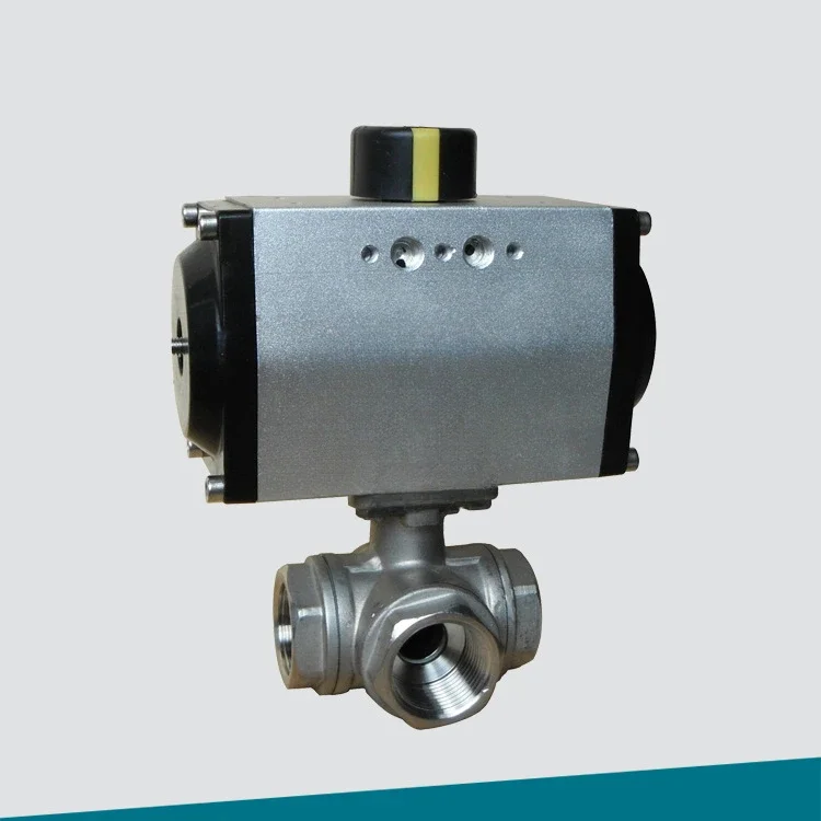 

CF8 pneumatic internal thread T-type three-way ball valve Q615F-16P-DN25 wire fitting port LMG double-acting cylinder