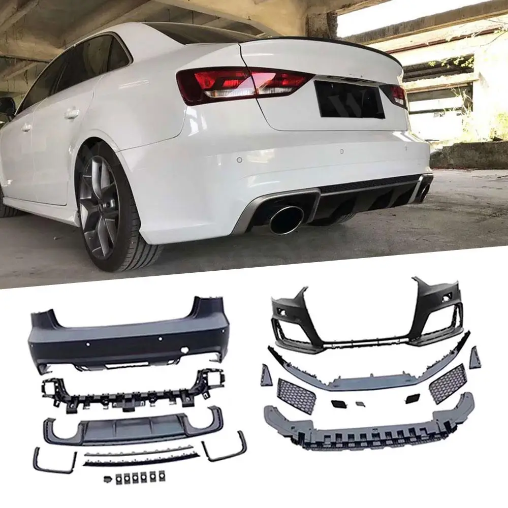 

PP Material Wide Body Kit Front Lip Bumper Car Splitters Covers Rear Diffuser Spoiler for Audi A3 S3 RS3 Style 2014-2016