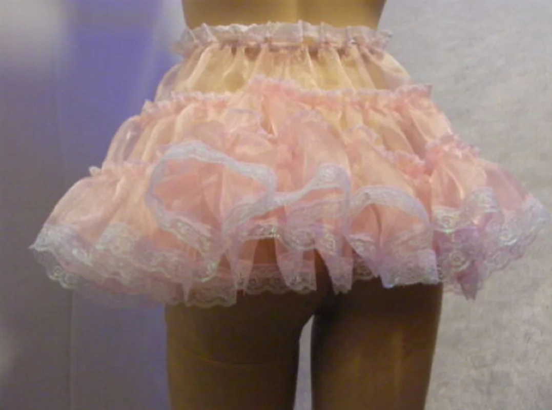 Hot Selling Sissy Adult Baby Clothes Sexy Pink Organza Mini Ruffle Skirt Custom