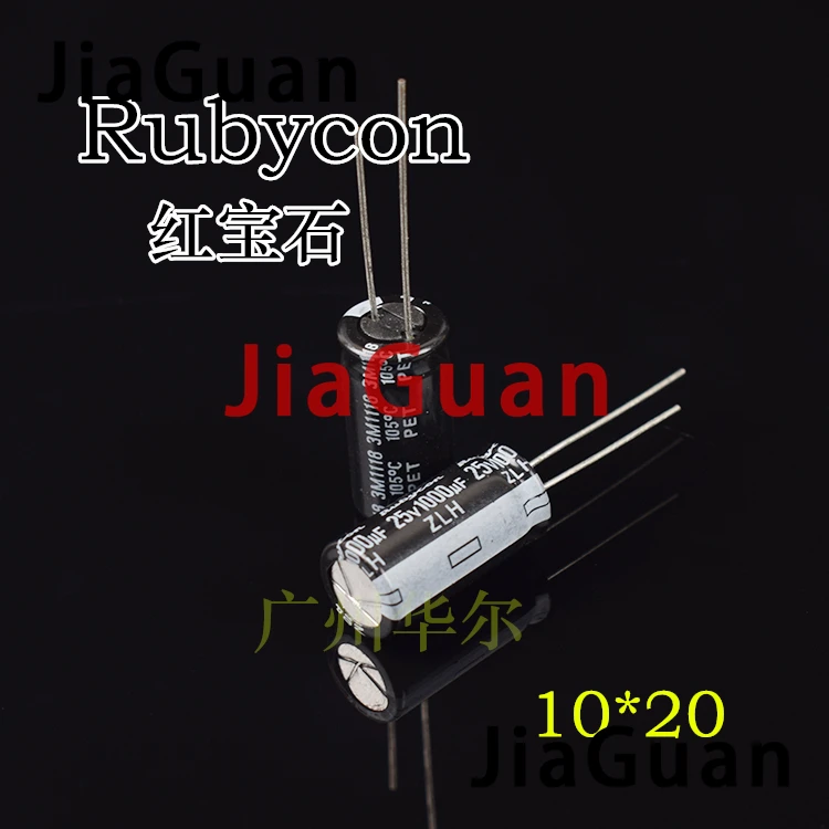 

20PCS NEW RUBYCON ZLH 25V1000UF 10x20mm 105 degrees 1000uF/25V high frequency low resistance and long life zlh 1000UF 25V