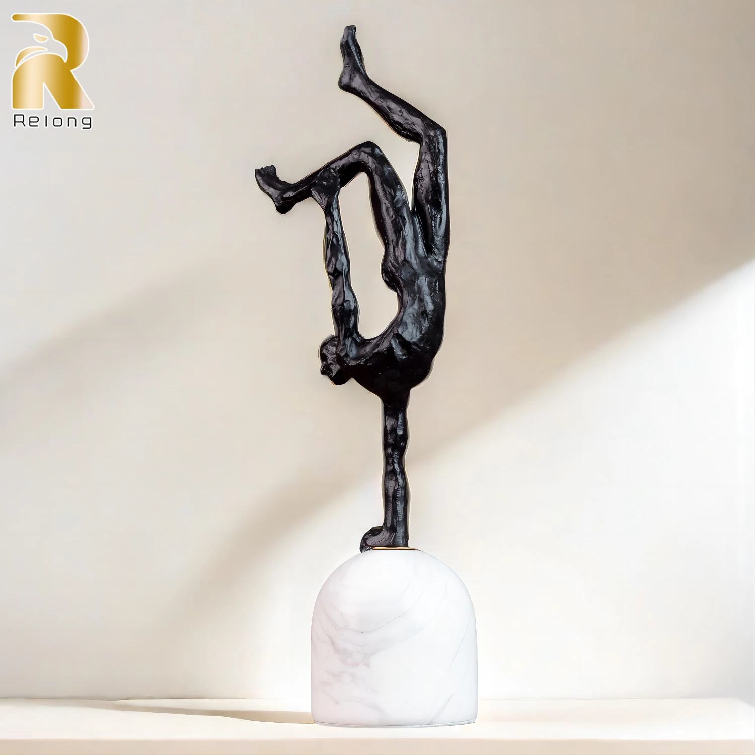 Abstract Metal Figurine Metal Handmade Crafts Sculpture With Marble Base Giacometti Modern Art Home Hotel Decoration Ornaments