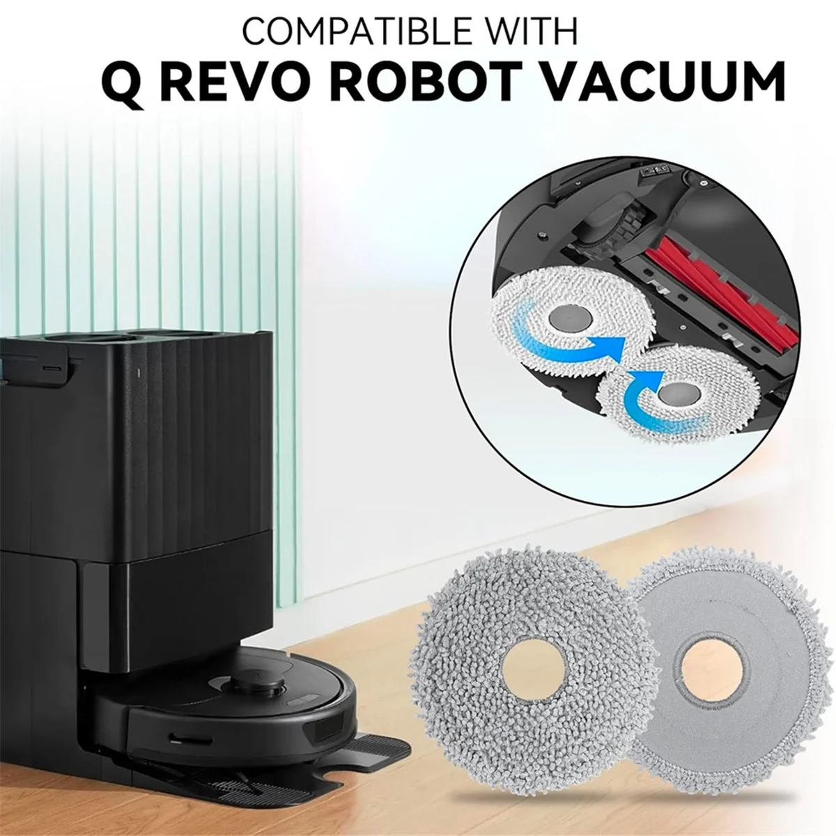 AT17 マイクロファイバー掃除機モップ布パッド Roborock Q Revo & Qrevo MaxV ロボット掃除機用 - 再利用可能で洗える交換部品