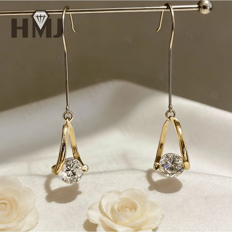 Moissanite Earrings with 1-2CT D Color Round Moissanite 925Silver Plated Ear Stud for Women Fashion Daily Christmas Gift Quality