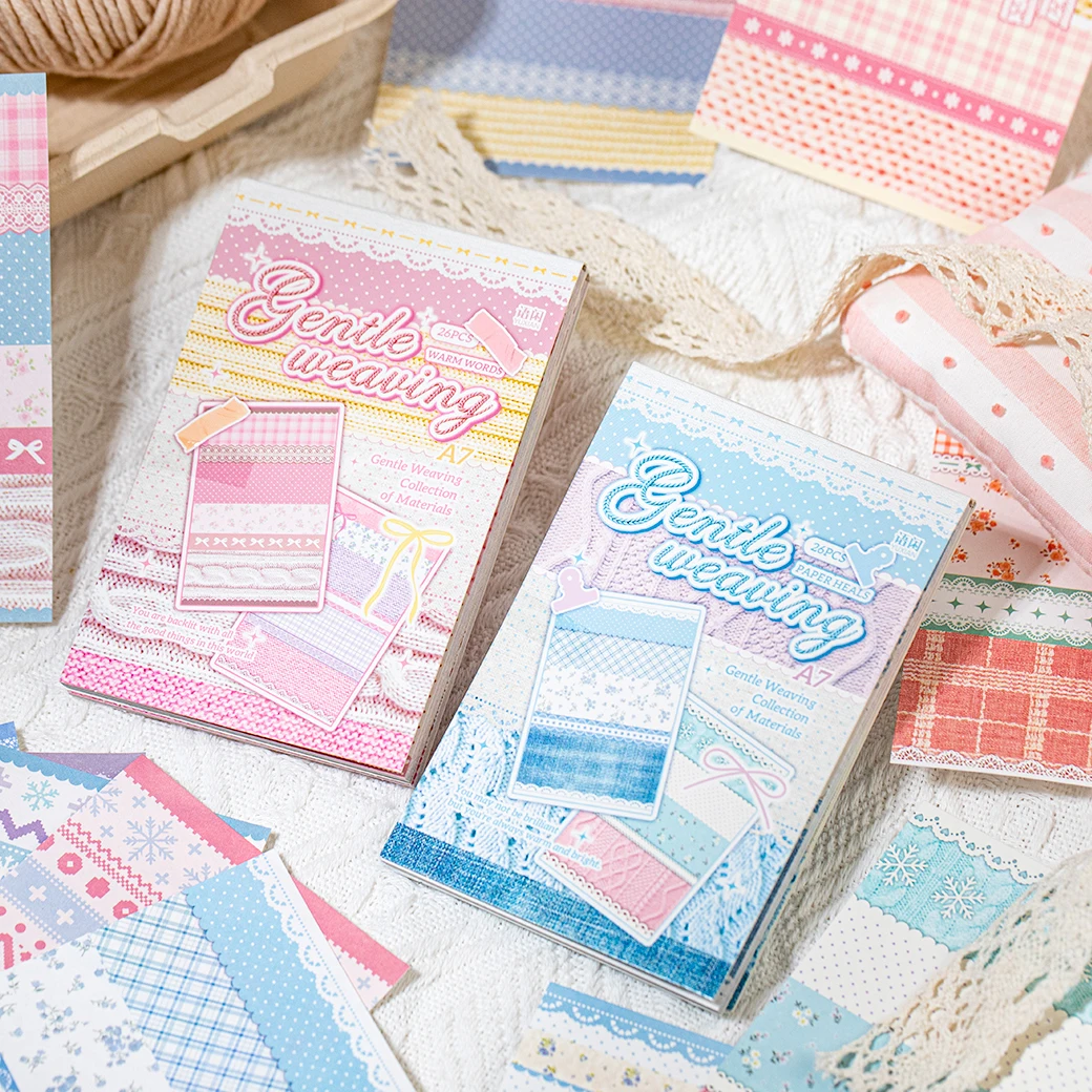  26Pcs Gentle Weaving Series Material Paper Knitted Lace Ribbon Patchwork Strips for DIY Journal Scrapbook Diary Collage Decor