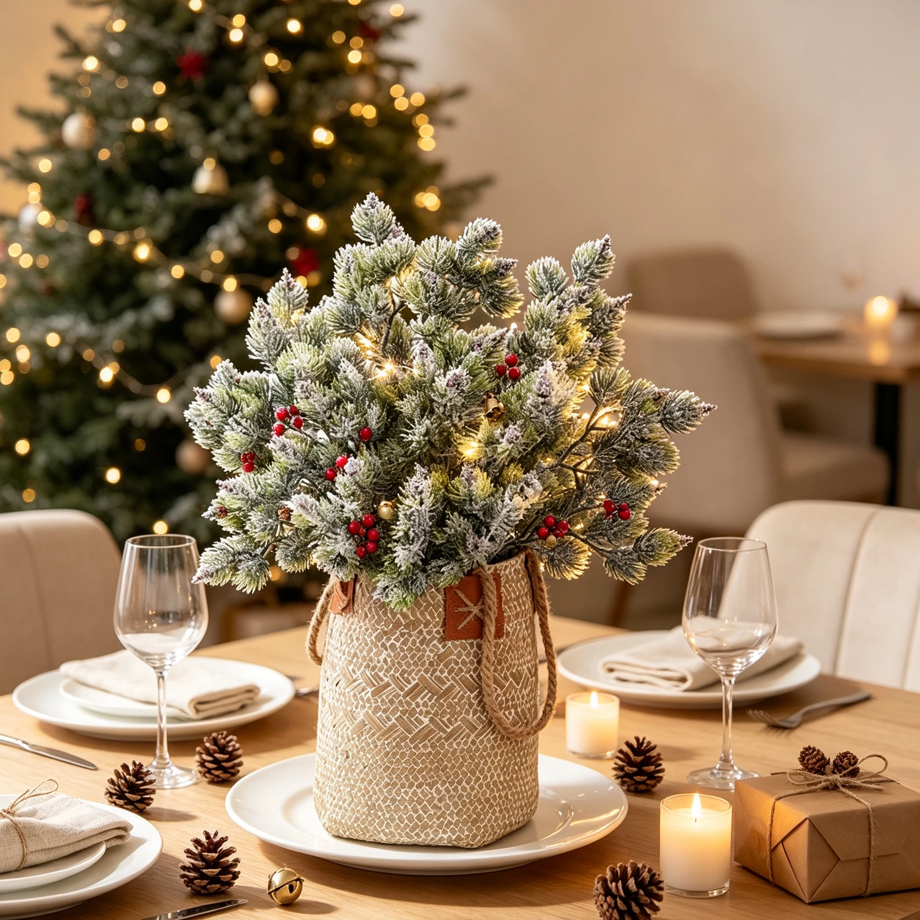 Christmas Tree Artificial - Искусственные снежинки, сосновые иголки, растение, декор