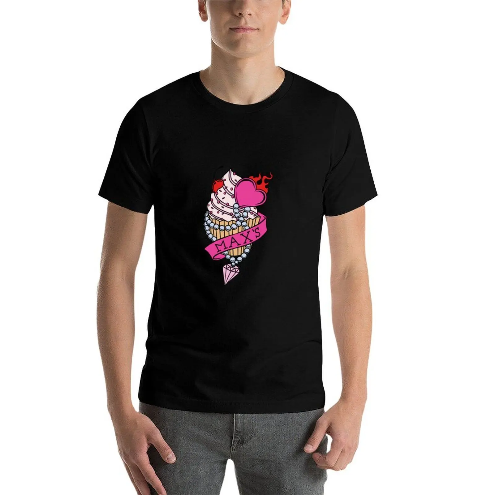 Max&x27;s Homemade Cupcakes Logo from Two Broke Girl$ T-Shirt cotton t shirts man 100% printed t