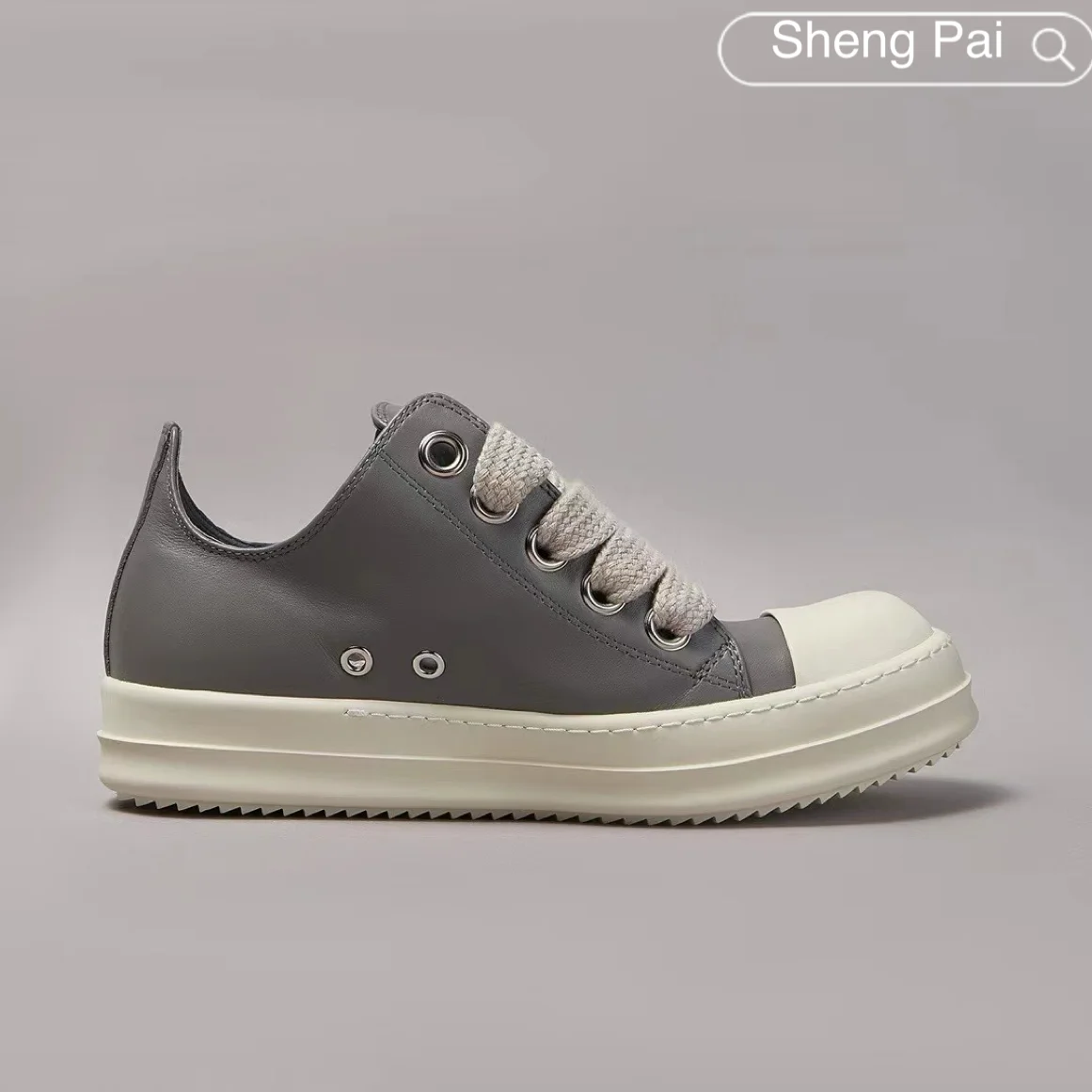 

Men's Work Shoes Elephant Grey Leather Casual Shoes Low-Top Flats Women's Sneakers Summer Comfort Outdoor Walking Shoes
