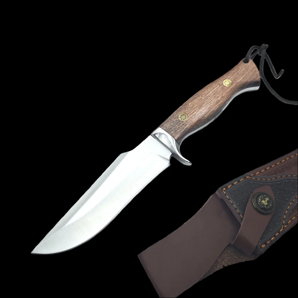 Alta qualidade 9cr18mov lâmina jacarandá lidar com faca de caça tática ao ar livre bushcraft acampamento edc auto defesa faca utilitária