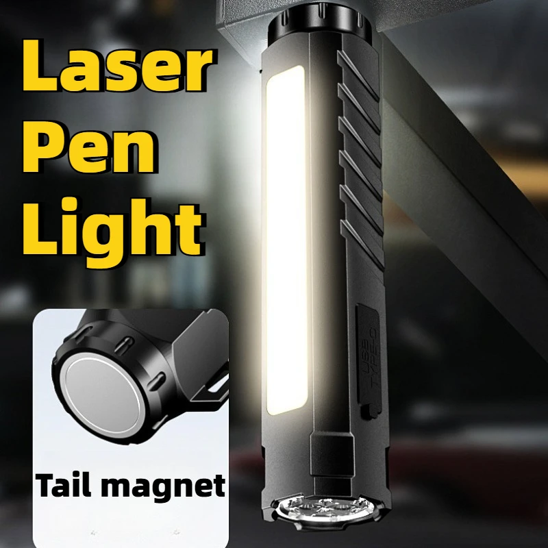 Portable Strong Light LED Flashlight Laser Pen Type-C Rechargeable Tail Magnetic Outdoor Maintenance Light