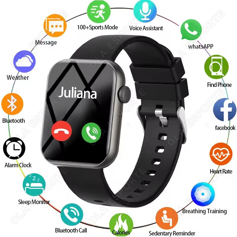 

2026 New Sports Smart Watch Men Full Touch Screen Heart Rate Bluetooth Call 1.9 inch AI Voice IP68 Waterproof Smartwatch Women