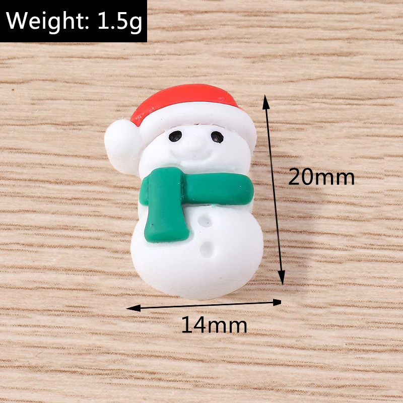 Tusember 10 Stück Niedliche Weihnachts-Dekorationen: Weihnachtsmann, Elch, Schneemann, Flache Harz-Cabochons für DIY Scrapbooking, Haarspangen und Broschen – Detail 9